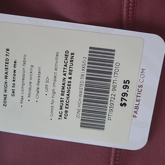 Fabletics Colorblock Leggings in Burgundy, Coral, Cream High Waisted XXS - Picture 2 of 3